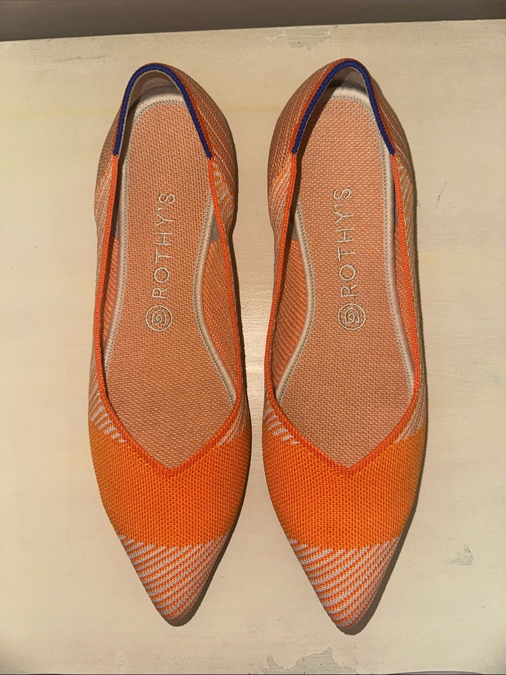 Rothy’s The Point Orange Knit Pointed Toe Flats Women’s Size 10.5